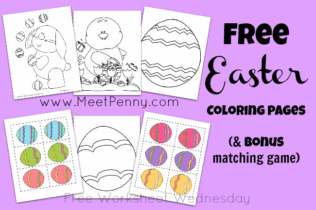 Free Worksheets: Easter Coloring Pages and Matching Game Printables