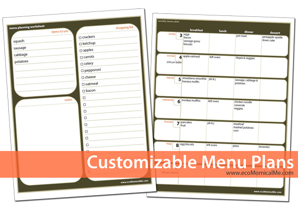 FREE Customizable Printable Menu Planner