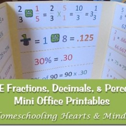 Homeschool Freebie: FREE Fractions, Decimals, and Percents Mini Office Printables