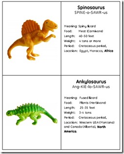 Free Dinosaur Cards and Worksheet