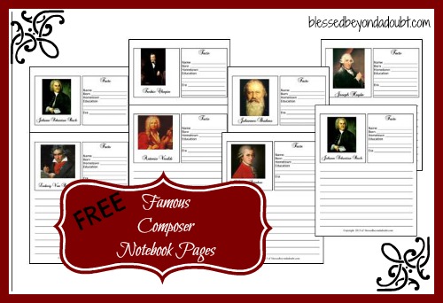 FREE Music Composer Notebooking Pages