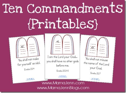 Free Ten Commandments Printables and Copywork