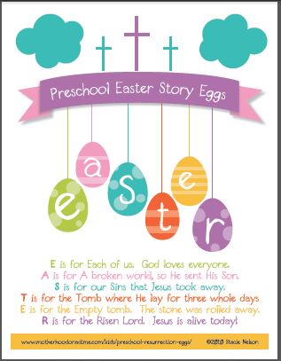 Free Christian Easter Story Egg 8x10 Printable Poem for Preschool Ages