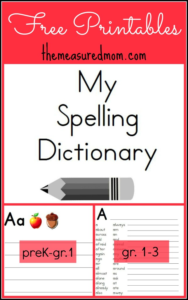 Free Printable Spelling Dictionary for Kids