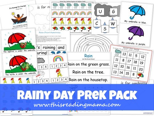 Free Worksheets: Rainy Day Printable Pack for PreK
