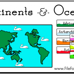Free Continents & Oceans File Folder Game