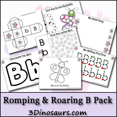 Free Romping Roaring Letter "B" Printable Pack