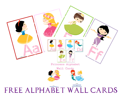 Free Princess Manuscript Alphabet Wall Card Printables