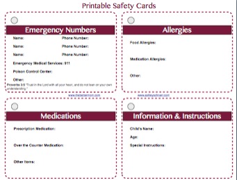 FREE Printable Safety Cards for Your Children