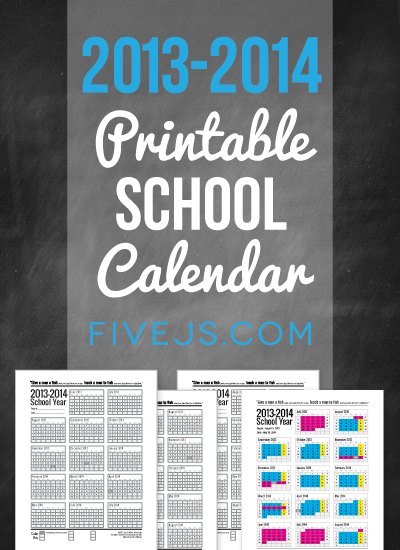 Free Printable Homeschool Calendar for 2013-2014