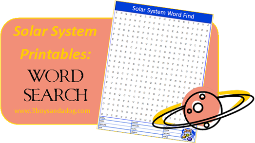 free solar system word search worksheet