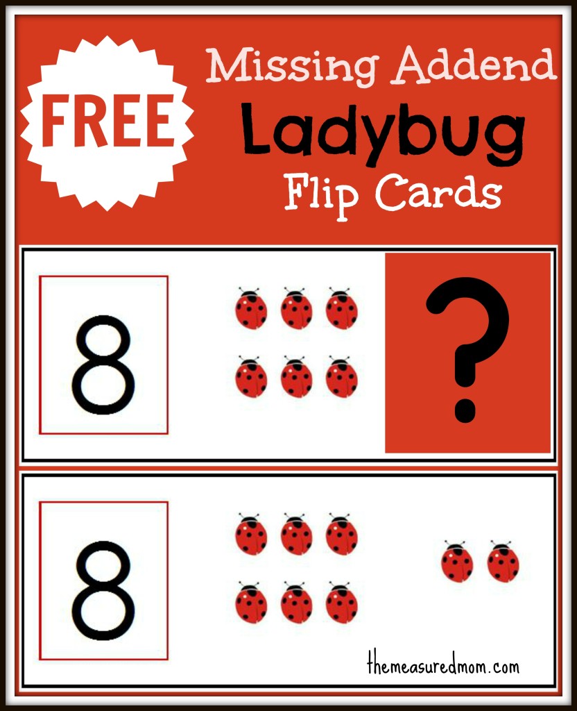 free ladybug math flip cards