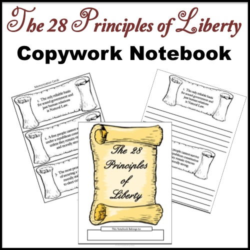 Free 28 Principles of Liberty Copywork Notebook