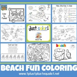 Free Beach Fun Coloring Worksheets