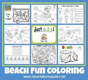 Free Beach Fun Coloring Worksheets