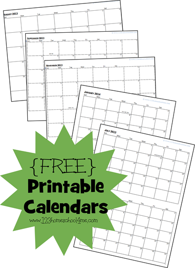 free homeschool printables calendars