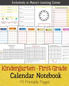 Free Kindergarten-First Grade Calendar Notebook