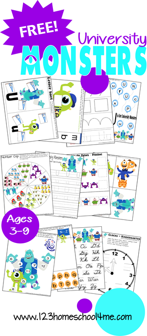 Free University Monsters Worksheet Printables