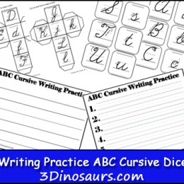 Free Writing Practice ABC Cursive Dice