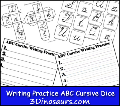 Free Writing Practice ABC Cursive Dice