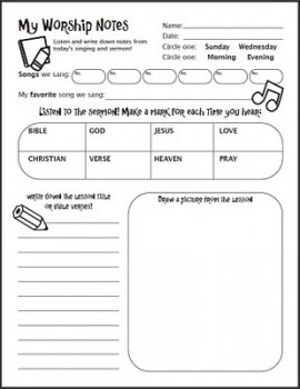Free Sermon Notes Printable for Kids