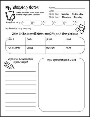 Free Sermon Notes Printable for Kids 