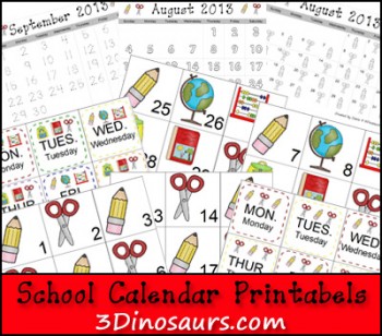 Free School Calendar Printables