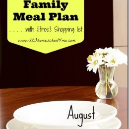 Free Meal Planning: August Menu with weekly shopping list