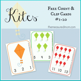 Free Kite Printable: Count & Clip Cards #1-20