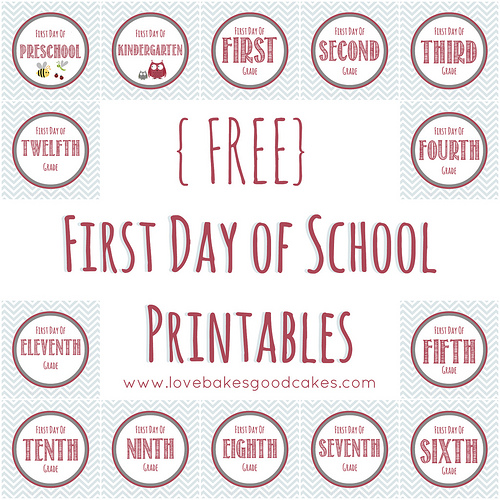 Free First Day of School Printables