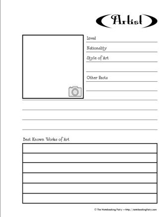 Free Artist Notebooking Pages