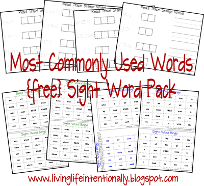 Free Worksheet Printables: Most Commonly Used Words  