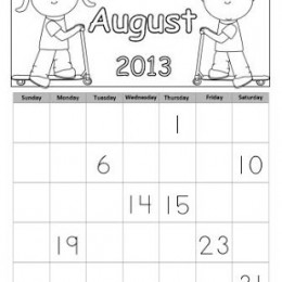 Free August Calendar Skills Printables