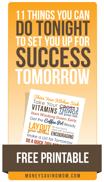 Free Printable: 11 Things You Can Do Tonight to Set You Up for Success Tomorrow 