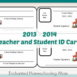 Free Homeschool 2013 – 2014 Teacher and Student ID Cards