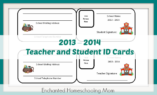 Free Homeschool 2013 – 2014 Teacher and Student ID Cards