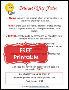 Free Internet Safety Printable for Homeschool Families