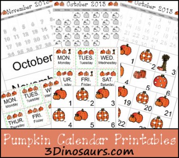 Free Pumpkin Calendar Printable Set