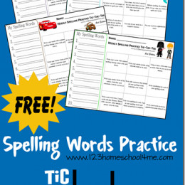 Spelling Word Practice Tic- Tac-Toe