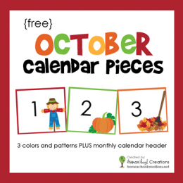 October Calendar Numbers and Header – Free Printable