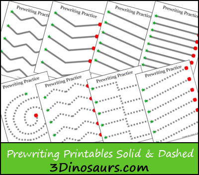 free Prewriting Practice Solid & Dashed Printables