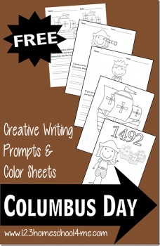 Free Columbus Day Coloring Sheets & Writing Prompts