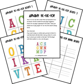 Free Printable Alphabet Tic-Tac-Toe Game