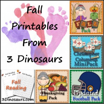 TONS of Fall Printables from 3 Dinosaurs