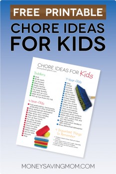 Free Chore Ideas for Kids Printable