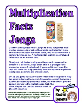 FREE Multiplication Facts Jenga Game