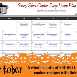 Free October Slow Cooker Family Friendly Menu Plan with Recipe Links