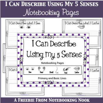 Free I Can Describe Using My 5 Senses Notebooking Pages