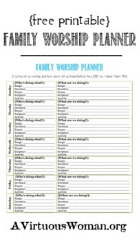 Free Family Worship Planner Printable