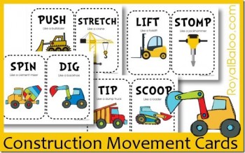 Free Construction Movement Card Printables